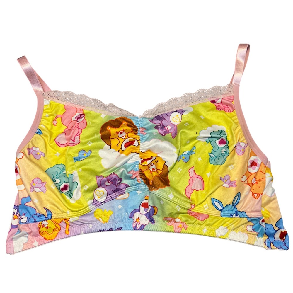 Care Bears Bra 3X Multicolor Print Lace Unlined Adjustable Strap Lingerie